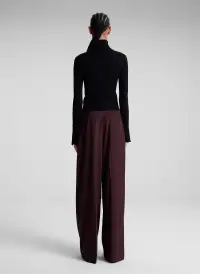 Jett Cable Knit Merino Turtleneck Top(Black,XS)