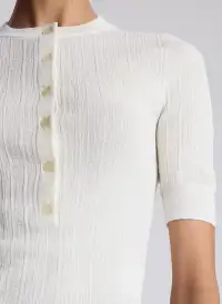 Fisher Fine Cotton Knit Top(Bright White,XS)