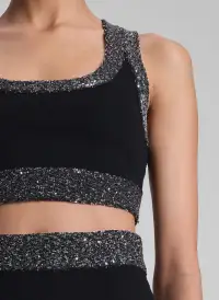 Elle Sequined Embellished Bra(Black/Silver,XS)