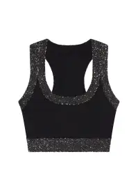 Elle Sequined Embellished Bra(Black/Silver,XS)