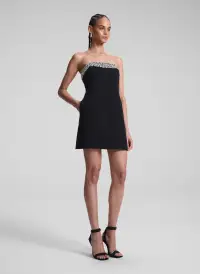 Elsie Strapless Embellished Mini Dress(Black/Crystal,00)