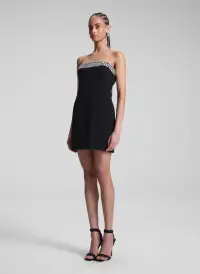 Elsie Strapless Embellished Mini Dress(Black/Crystal,00)