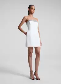 Elsie Embellished Trim Strapless Mini Dress(White/Crystal,00)