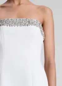 Elsie Embellished Trim Strapless Mini Dress(White/Crystal,00)