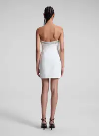 Elsie Embellished Trim Strapless Mini Dress(White/Crystal,00)