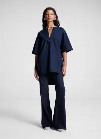 Erin Cotton Poplin Top(Deep Navy,XXS)