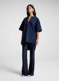 Erin Cotton Poplin Top(Deep Navy,XXS)