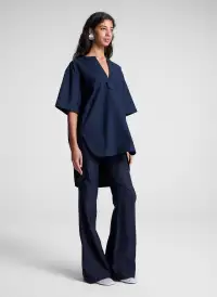 Erin Cotton Poplin Top(Deep Navy,XXS)
