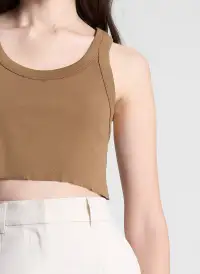 Halsey Cropped Cotton Rib Tank(Aged Bronze,XS)