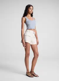 Halsey Cropped Cotton Rib Tank(Grey Melange,XS)