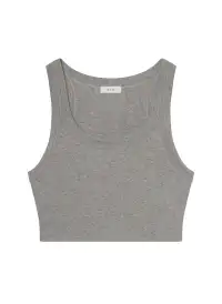 Halsey Cropped Cotton Rib Tank(Grey Melange,XS)