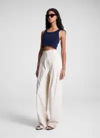 Halsey Cropped Cotton Rib Tank(Maritime Navy,XS)