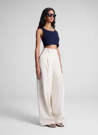 Halsey Cropped Cotton Rib Tank(Maritime Navy,XS)