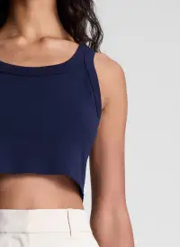 Halsey Cropped Cotton Rib Tank(Maritime Navy,XS)