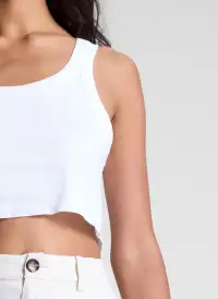 Halsey Cropped Cotton Rib Tank(White,XS)