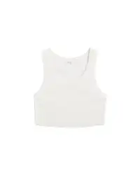 Halsey Cropped Cotton Rib Tank(White,XS)