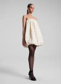 Holly Strapless Embellished Mini Dress(Cream,00)