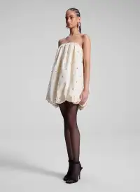 Holly Strapless Embellished Mini Dress(Cream,00)