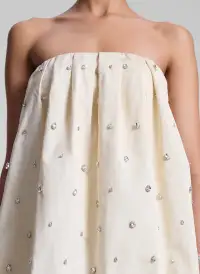 Holly Strapless Embellished Mini Dress(Cream,00)