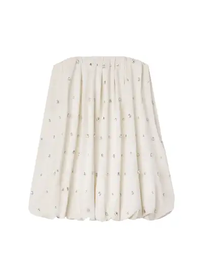 Holly Strapless Embellished Mini Dress(Cream,00)