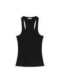 Iris Fine Cotton Knit Tank(Black,XS)