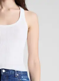 Iris Fine Cotton Knit Tank(Bright White,XS)