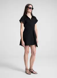 Julie Cotton Mini Shirtdress(Black,00)