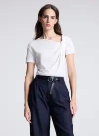 Liz Asymmetric Cotton Crepe Tee
