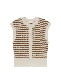 Margo Striped Knit Top(Parchment/Aged Bronze Stripe,XS)