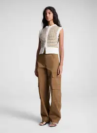 Margo Striped Knit Top(Parchment/Aged Bronze Stripe,XS)