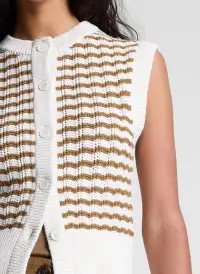 Margo Striped Knit Top(Parchment/Aged Bronze Stripe,XS)