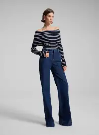 Evelyn Merino Off Shoulder Top(Midnight/White,XS)