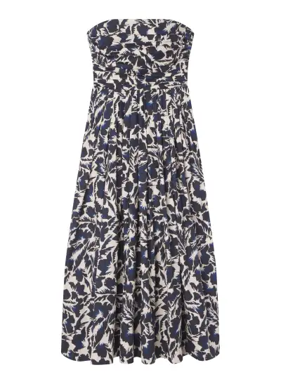 Tate Strapless Midi Dress(Navy/Cream,00)