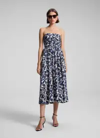 Tate Strapless Midi Dress(Navy/Cream,00)