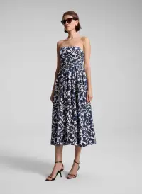 Tate Strapless Midi Dress(Navy/Cream,00)