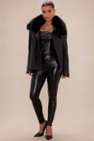 Genuine Leather Nadia Fur Collar Jacket