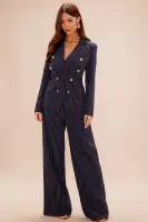 Let's Talk Business Pinstripe Blazer Suit Set
