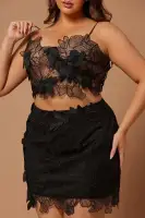 Clarissa Embroidered Skirt Set(Black,XS)