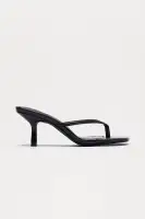 Yasmin Faux Leather Thong Heel Mules 