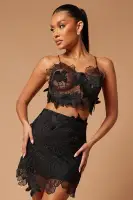 Clarissa Embroidered Skirt Set(Black,XS)
