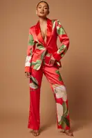 Ophelia Satin Floral Pant Suit Set