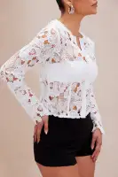 Marisol Embroidered Blouse(White,XS)