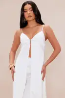 Gianina Flyaway Satin Pant Set(White,XS)