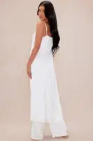 Gianina Flyaway Satin Pant Set(White,XS)