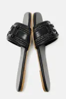 Sunday Strolls Flat Sandals(Black,5.5)
