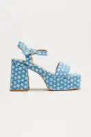 Paisley Floral Ankle Strap Platform Heels