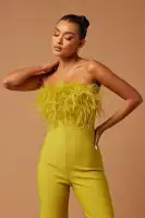 Fay Feather Bandage Jumpsuit(Chartreuse,XS)