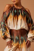 Amalee Satin Jumpsuit(Brown/combo,XS)