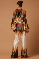 Amalee Satin Jumpsuit(Brown/combo,XS)