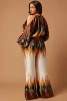 Amalee Satin Jumpsuit(Brown/combo,XS)
